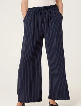 Pinstripe Trousers - M/L / NAVY - female - Blue Vanilla - FashionsVida