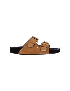 Women's Calfskin Suede Sandals with Leather Sole