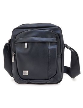 Borsello a tracolla nera con cuciture a contrasto Black Ghost BASILE BS522-4