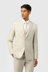 Mens Single Breasted Two Button Slim Fit Suit Jacket - Stone Wool - Size 40 (Chest)