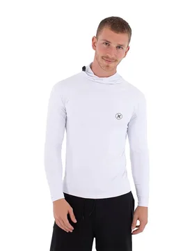 Rash Guard Manches Longues Slim Fit Icon Hooded White 2XL - Hurley - FashionsVida