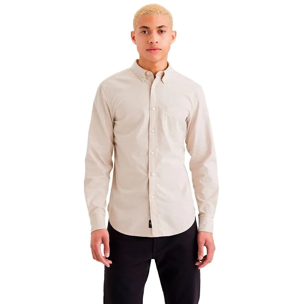 Camicia A Maniche Lunghe Stretch Oxford Slim Dean Safari Lucent White L - Dockers - FashionsVida