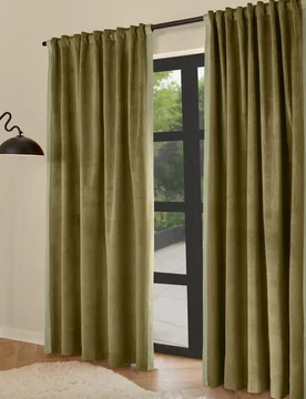 Audley Velour Eyelet Curtains Green - MADE - FashionsVida