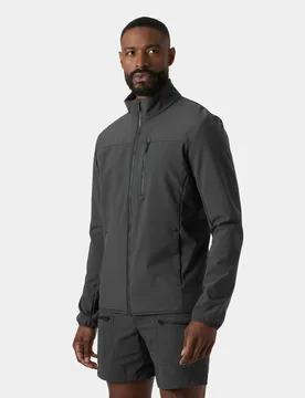 Men's Crew Softshell Weatherproof Jacket 20 Grey XL - Ebony Grey - Male - Helly Hansen - FashionsVida