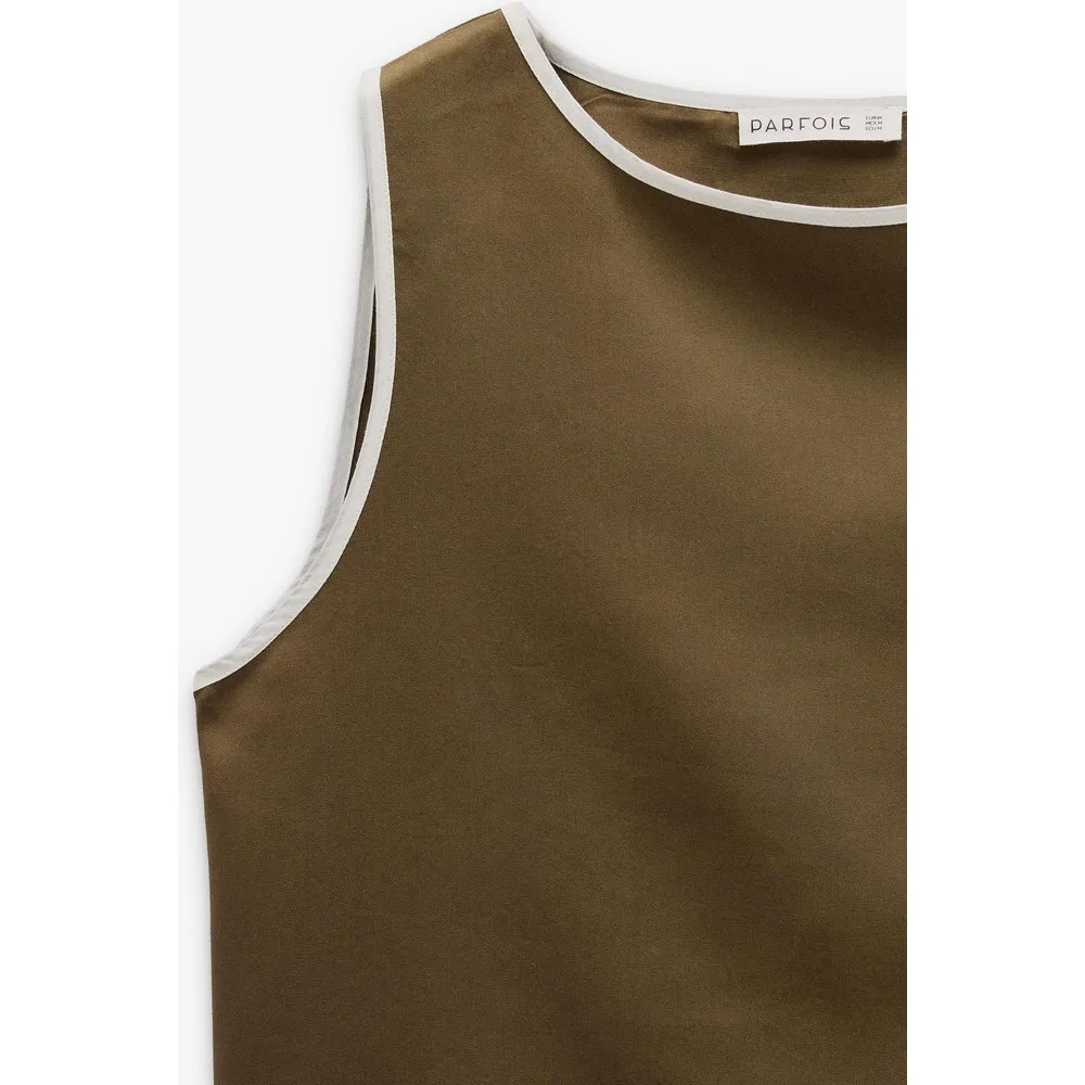 Top de mujer 100% liocel sin mangas con cuello barco - Parfois - FashionsVida