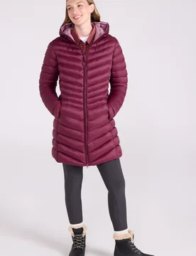 Florence' Womens Long Padded Jacket Water Resistant Winter Coat Burgundy Polyamide - Size 22 Uk - Mountain Warehouse - FashionsVida