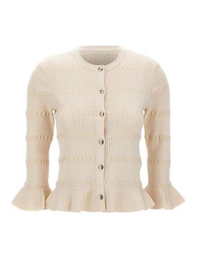 Cardigan color crema con bottoni dorati