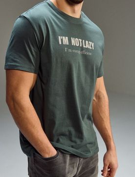 T-shirt in cotone con scritta - verde petrolio
