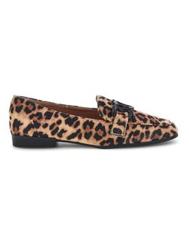 Mocassini animalier in tessuto stampa leopardata con morsetto P673 40