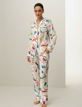 Ensemble Pyjama En Soie Imprimé Constellation Du Zodiaque 100% Soie M