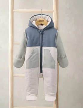 Pure Cotton Colour Block Lightweight Pramsuit (7lbs-12 Mths) Blue male - Mamas & Papas - FashionsVida