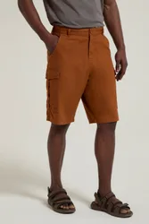 Lakeside' Mens Twill Cotton Cargo Shorts With Multiple Pockets Rust - Size 42 Inch