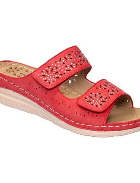 Massage-Klettpantolette „Michaela“ rot 42 Damen - wonderwalk - FashionsVida