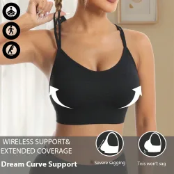 Pieza Sujetador deportivo sin costuras de unicolor y alta elasticidad con espalda cruzada para yoga, correr, gimnasio. Accesorio de yoga de unicolor e