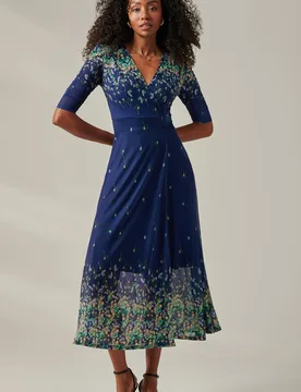 Stella Floral Print Wrap Mesh Maxi Dress - Yellow - Size: 20 - Jolie Moi - FashionsVida