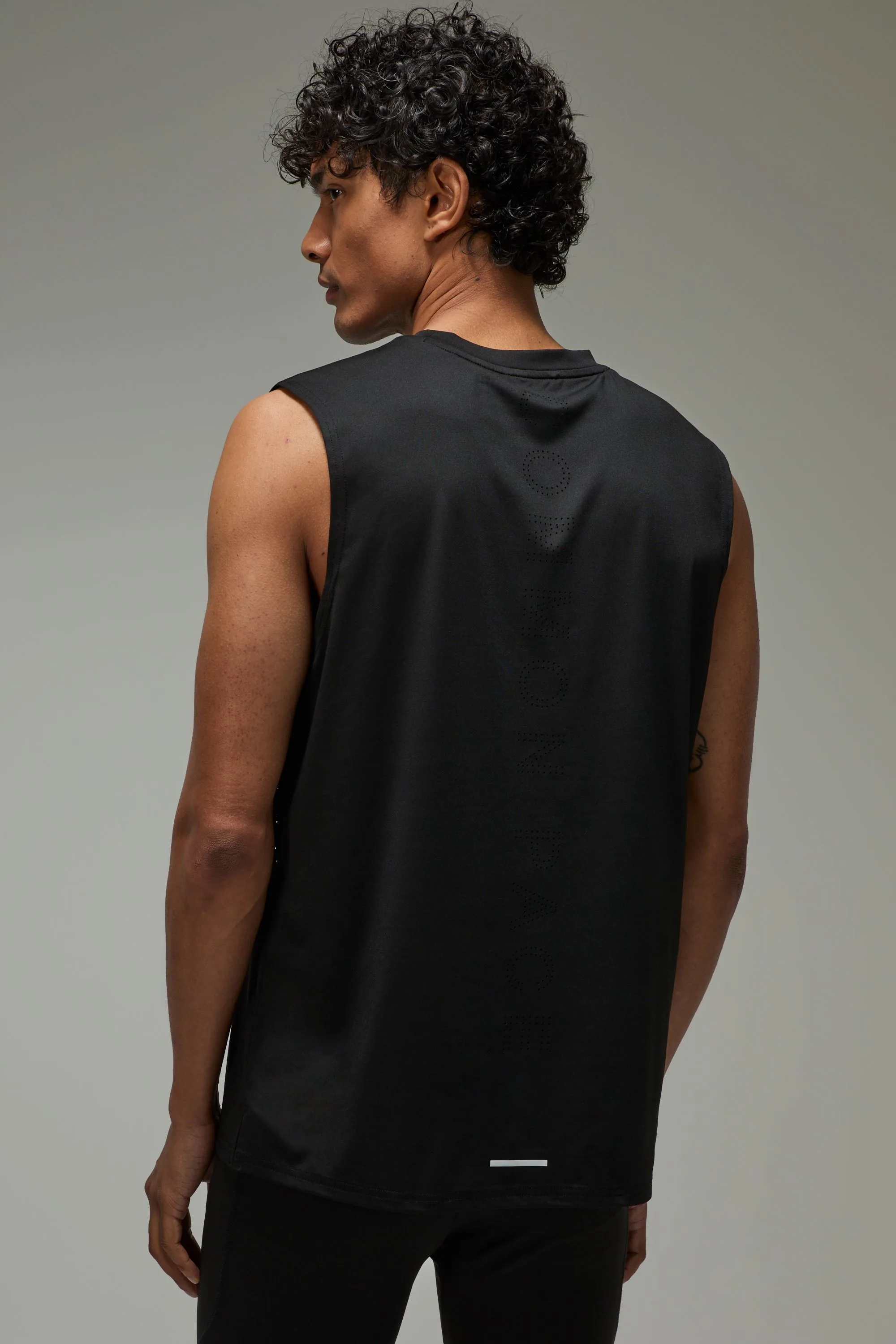 Mens Common Pace Running Perforated Regular Fit Tank - Black - Size X-Large - boohooMAN - FashionsVida