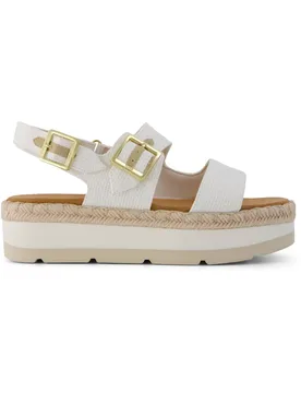 Woven Ankle Strap Flatform Sandals White female - TOMS - FashionsVida
