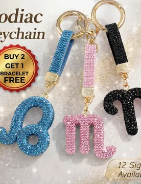 Zodiac Keychain Rhinestone Crystal BUY 2 GET 1 FREE Gift Sparkling Bag Charm Astrology Sign Constellation Keyring ForWomen Girl - Aliexpress - FashionsVida