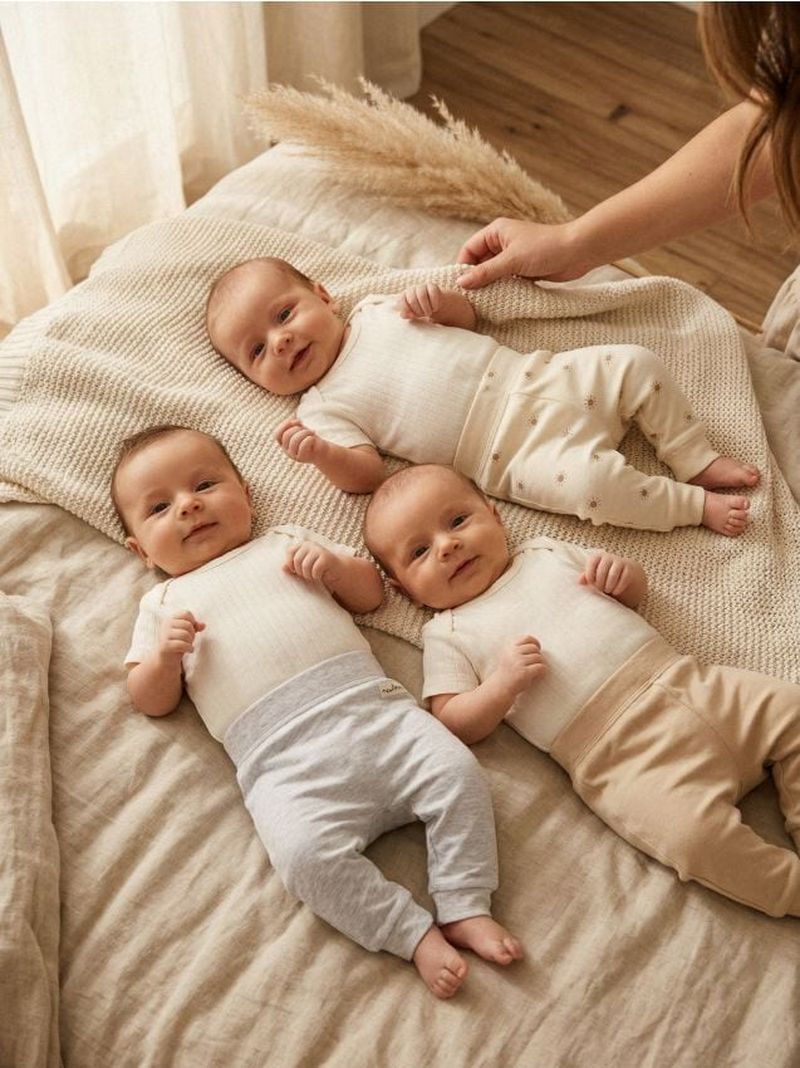 Pantaloni della tuta in cotone 3 pack - panna