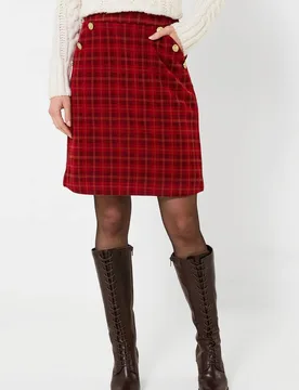 Women's Checked Mini Skirt With Button Detail in Red Size: 8 - Red - Size: 8 - Joe browns - FashionsVida