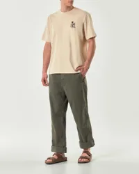 Pantalone cargo relaxed fit verde militare in canvas oxford di cotone