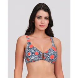Top bikini mujer escote pico detalle aro