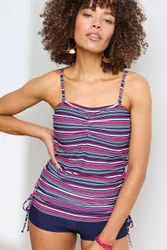 Long Printed Tankini Top - Navy - Size: 16