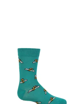 Kids 1 Pair Lou Bee Bamboo Socks Peacock Green 12-24 Months - Green - Size: 12-24 Months - Thought - FashionsVida