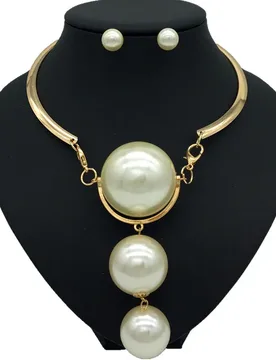 Dubai Gold Pearl Wedding Jewelry Sets African Bridal Necklace Earrings Exaggerated Style Women Fashion Accessories - Aliexpress - FashionsVida