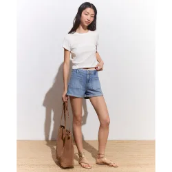 Short liso de algodón de mujer