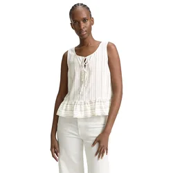 Blouse Sans Manches 1046635 White Olive Vertical Stripe S