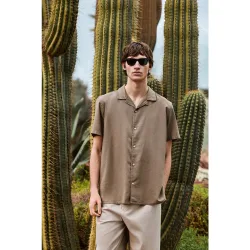 Camisas de hombre de lino de manga corta