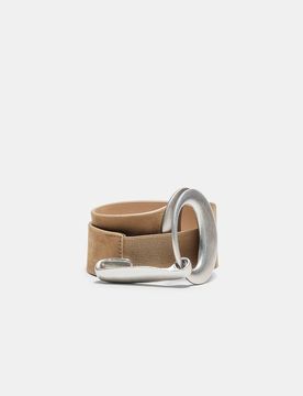 Breiter Gürtel mit ovaler Schnalle Beige S