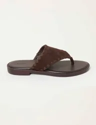 Leather Slip On Flat Mules Chocolate female