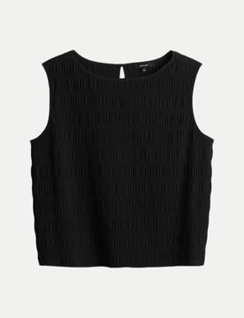 Blusentop mit gesmokter Textur Fardoa Schwarz 36