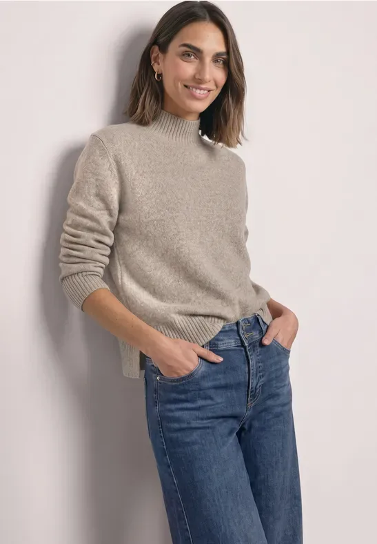 Mouliné Pullover mit Turtle Neck female Beige - Street One - FashionsVida