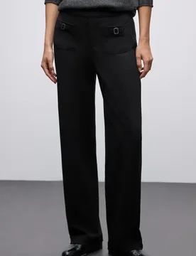 Hose mit Schnallendetail female Schwarz - Street One - FashionsVida