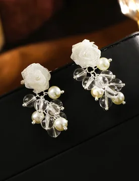 Trendy Commuter Advanced Sense 925 Silver Needle Hot Selling White Mesh Rose Stud Earring Sweet Cute Girl Ear Jewelry Wholesale - Aliexpress - FashionsVida