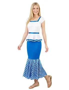 Gallierin Damenkostüm blau-weiss - KARNEVAL-MEGASTORE - FashionsVida