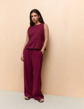 Pantalón arrugado cullote de mujer - Easy Wear - FashionsVida