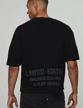 Men's Relaxed Boxy Waffle Limited Edition Knitted T-Shirt Black Size X-Large Black XL - boohooMAN - FashionsVida