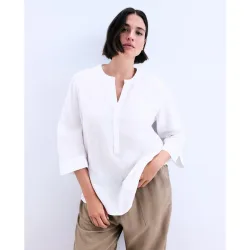 Blusa lisa con manga francesa de mujer