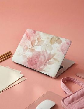 Adesivo per laptop con motivo floreale - rosa pastello