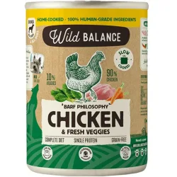 Comida húmeda para perros adultos barf cocinado al vapor trozos pollo y verduras frescas 400 g