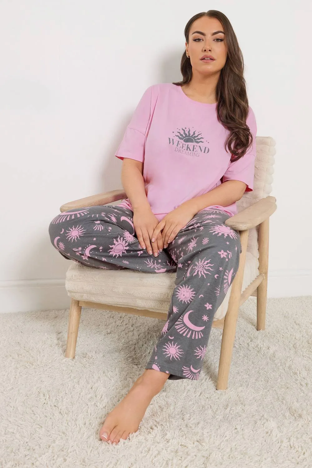 Weekend Dreaming' Pyjama Set - Multicolor - Size: 30-32 - Yours - FashionsVida