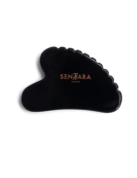 Pietra da massaggio - Gua Sha a cuore con denti nero nero - Sentara - FashionsVida