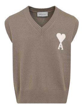 Ami Paris Gilet in lana e cotone