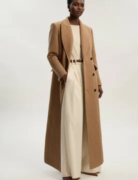 Women's Forever Wool Blend Tailored Fitted Maxi Coat in Camel Size: 8 - Camel - Size: 8 - Karen millen - FashionsVida
