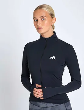 Zip Up Fitted Running Jacket Black female - Adidas - FashionsVida