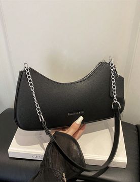 Bolso de mano minimalista y elegante de unicolor con colgante, bolso de hombro y bandolera versátil y clásico con decoración de letras para mujer,